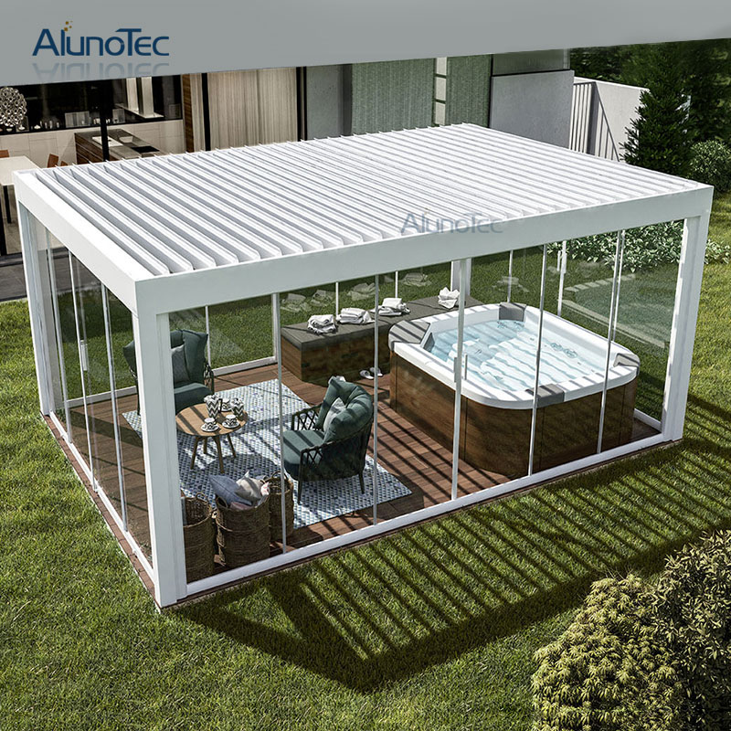Outdoor Retractable Awning Aluminum Pergola With Led Light ...